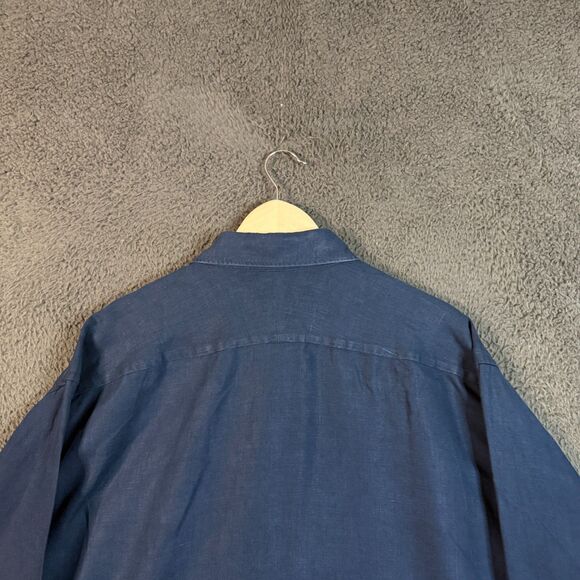 Proper Cloth Shirt Mens 4XL Blue Linen Long Sleeve Button Up Baird McNutt - Picture 8 of 12